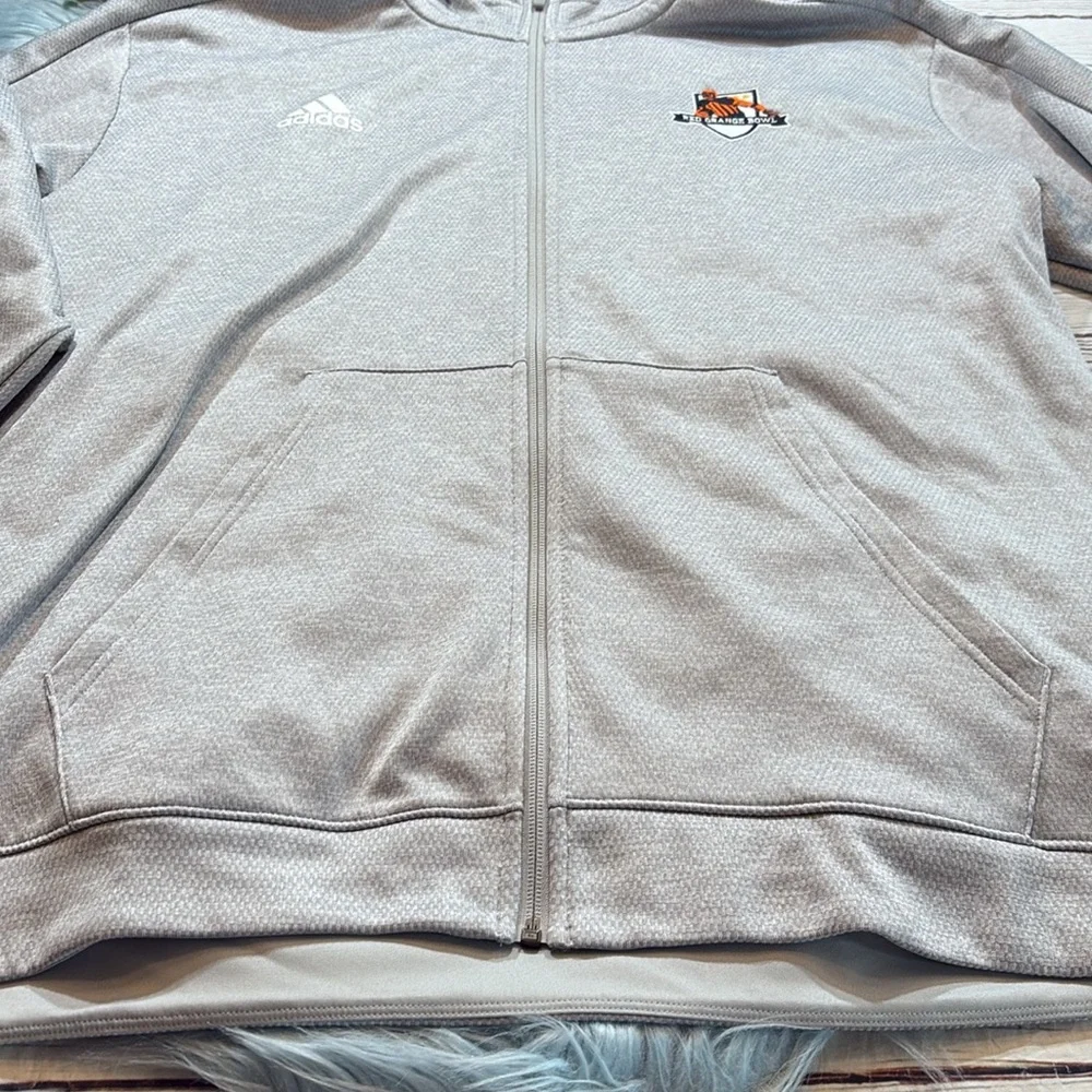 Adidas Red Orange Bowl Grey Full Zip Hoodie sz 2XL